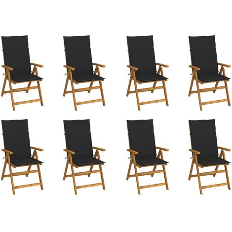 Lot de 8 Chaises de jardin pliables - Chaises d'extérieur pour terrasse/jardin avec coussins Bois d'acacia BV620013 - BonneVie (1/5)