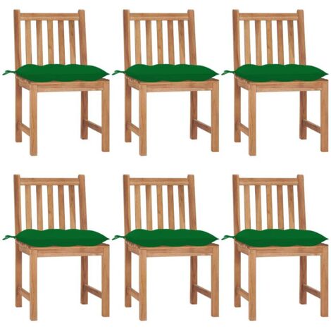 Lot de 6 Chaises de jardin Fauteuils de Jardin avec coussins Bois de teck massif 62180 (1/5)