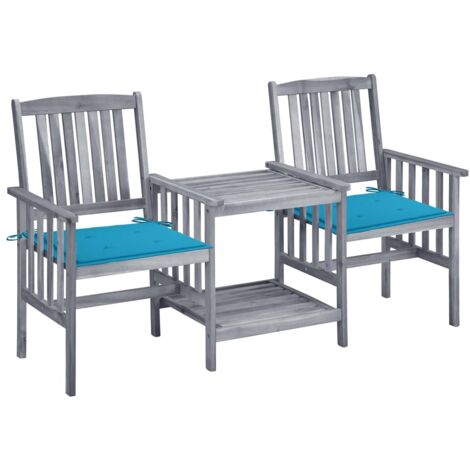 Chaises de jardin avec table à thé et coussins  Fauteuil de Jardin  Acacia solide 75937 (1/5)