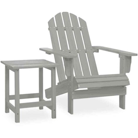 Chaise de jardin  Fauteuil de Jardin Adirondack avec table Bois de sapin Gris 91157