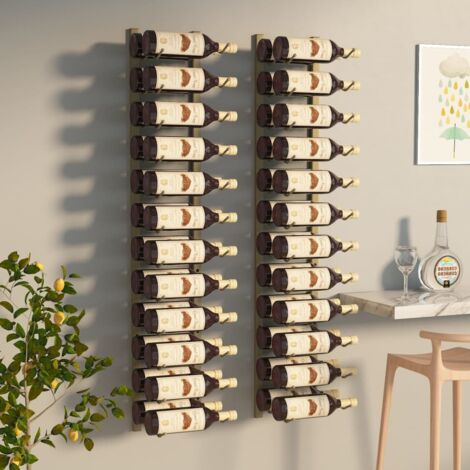 Lot de 2 Casiers vin mural Étagère à bouteille - Casier à vin pour 24 bouteilles Doré Fer BV839721 - BonneVie (1/5)