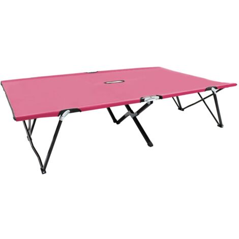 Chaise longue pliable 2 places Bain de soleil Transat Rose Acier 48062 (1/5)