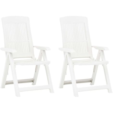 Lot de 2 Chaises de jardin inclinables  Fauteuils de Jardin Plastique Blanc 56136