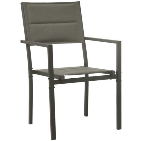 Lot de 2 Chaises de jardin et de camping, Chaises de relaxation, Textilène et acier Gris et anthracite OIB6387E (1/5)