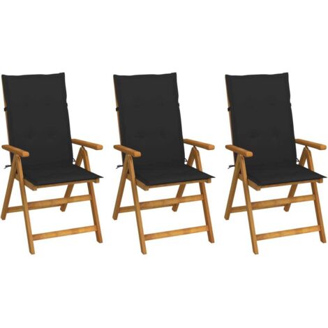 Lot de 3 Chaises de jardin pliables Fauteuils de Jardin avec coussins avec coussins Bois d'acacia 26711 (1/5)