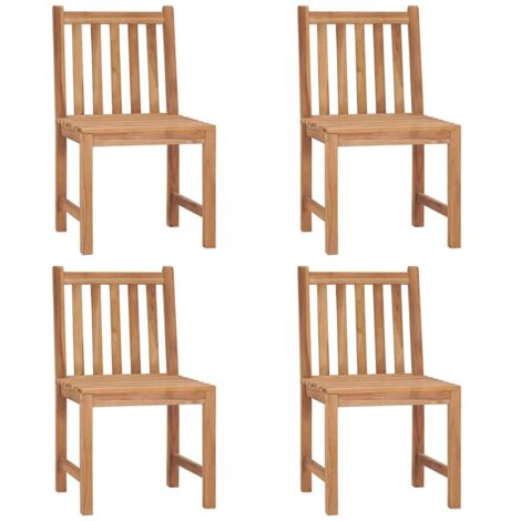Lot de 4 Chaises de jardin - Chaises d'extérieur pour terrasse/jardin avec coussins Bois de teck massif BV317879 - BonneVie (1/5)