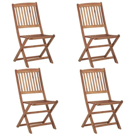 Lot de 4 Chaises de jardin pliables  Fauteuils de Jardin avec coussins avec coussins Bois d'acacia 11249 (1/5)
