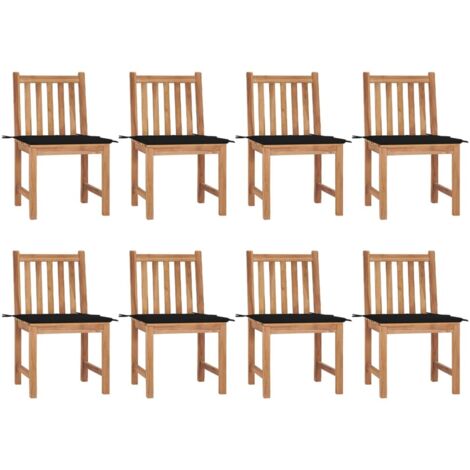 Lot de 8 Chaises de jardin - Chaises d'extérieur pour terrasse/jardin avec coussins Bois de teck massif BV836516 - BonneVie (1/5)