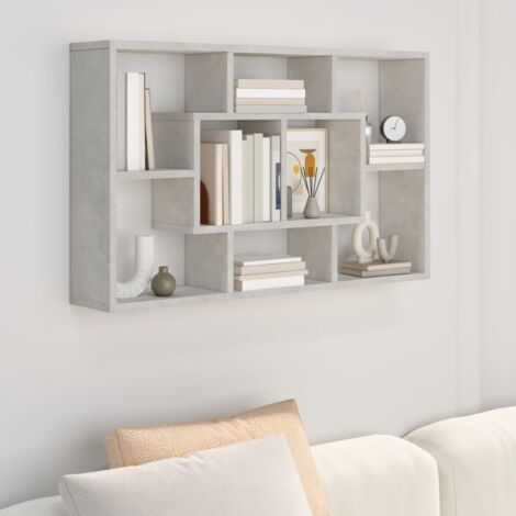 Étagère murale Armoire murale Meuble Étagère Gris béton 85x16x52,5 cm Bois d'ingénierie 87014 (1/5)