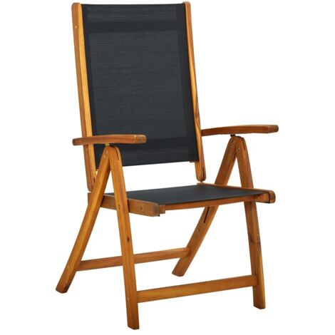 Lot de 8 Chaises de jardin et de camping pliantes, Chaises de relaxation, Bois d'acacia massif Textilène OIB5566E (1/5)