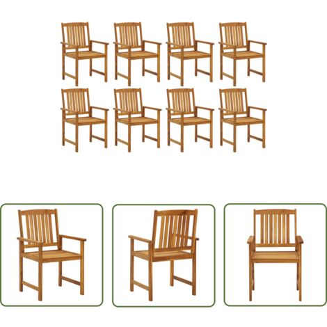 Lot de 8 Chaises de jardin et de camping, Chaises de relaxation, Bois d'acacia solide OIB8432E (1/5)