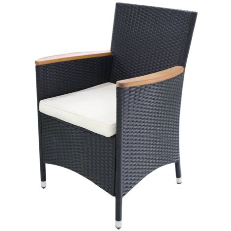 Lot de 2 Chaises de jardin Fauteuils de Jardin avec coussins Résine tressée Noir 37657 (1/5)