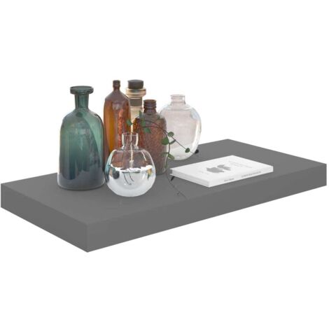Étagère murale flottante Armoire murale Meuble Étagère Gris brillant 50x23x3,8 cm MDF 86548 (1/5)
