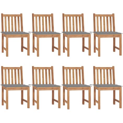 Lot de 8 Chaises de jardin Fauteuils de Jardin avec coussins Bois de teck massif 34174 (1/5)