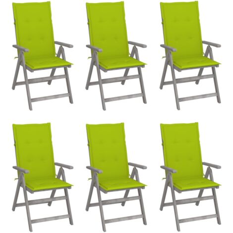 Lot de 6 Chaises de jardin inclinables - Chaises d'extérieur pour terrasse/jardin avec coussins Bois d'acacia BV712735 - BonneVie (1/5)