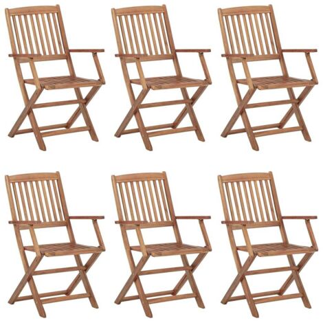 Lot de 6 Chaises de jardin pliables - Chaise d'extérieur pour terrasse/jardin Bois d'acacia solide BV608943 - BonneVie (1/5)
