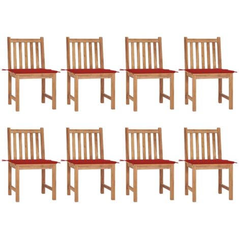 Lot de 8 Chaises de jardin - Chaises d'extérieur pour terrasse/jardin avec coussins Bois de teck massif BV994826 - BonneVie (1/5)