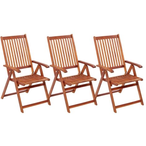 Lot de 3 Chaises de jardin et de camping pliables, Chaises de relaxation, avec coussins Bois d'acacia solide OIB9676E (1/5)