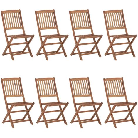 Lot de 8 Chaises de jardin et de camping pliables, Chaises de relaxation, avec coussins Bois d'acacia OIB4844E (1/5)