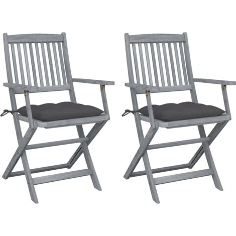 Lot de 2 Chaises de jardin pliables - Chaise d'extérieur pour terrasse/jardin avec coussins Bois d'acacia BV817505 - BonneVie (1/5)