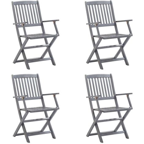 Lot de 4 Chaises de jardin pliables - Chaise d'extérieur pour terrasse/jardin avec coussins Bois d'acacia BV886403 - BonneVie (1/5)