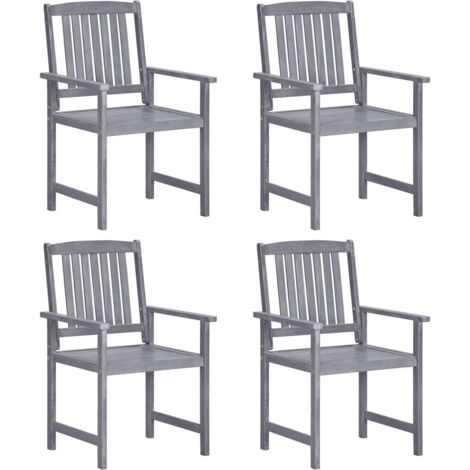 Lot de 4 Chaises de jardin et de camping, Chaises de relaxation, Bois massif d'acacia Gris OIB6632E (1/5)