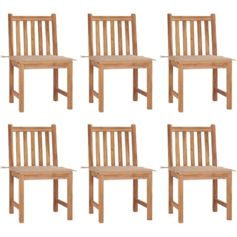 Lot de 6 Chaises de jardin Fauteuils de Jardin avec coussins Bois de teck massif 60749 (1/5)