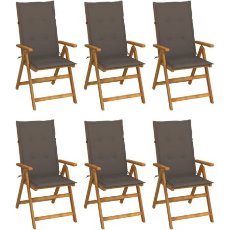 Lot de 6 Chaises de jardin pliables Fauteuils de Jardin avec coussins avec coussins Bois d'acacia 35303 (1/5)
