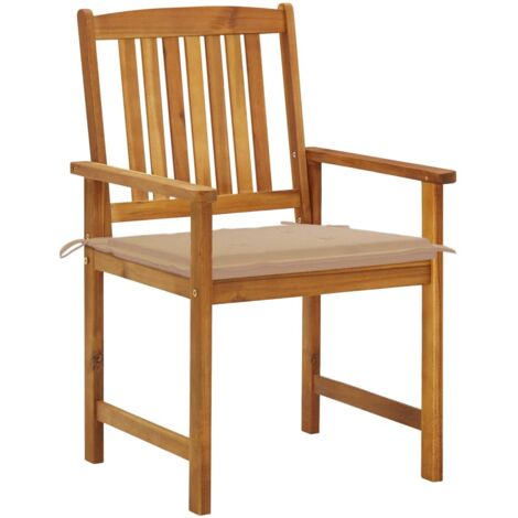 Lot de 8 Chaises de jardin et de camping avec coussins, Chaises de relaxation, Bois d'acacia solide OIB8701E (1/5)