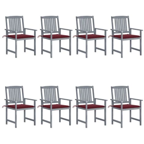 Lot de 8 Chaises de jardin avec coussins Fauteuils de Jardin Bois d'acacia solide Gris 20711 (1/5)