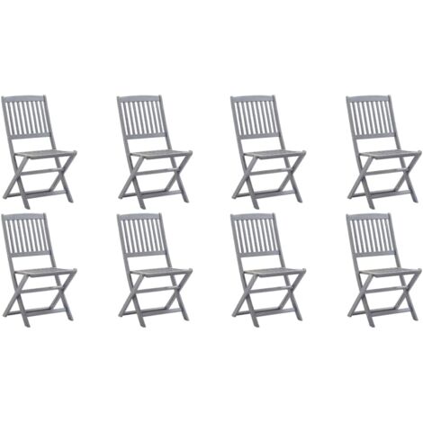 Lot de 8 Chaises de jardin pliables - Chaise d'extérieur pour terrasse/jardin avec coussins Bois d'acacia BV324628 - BonneVie (1/5)