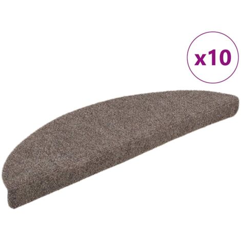 Lot de 10 Tapis d'escalier autoadhésifs Tapis de marche Marchette Escalier Crème 56x17x3cm Aiguilleté 29543 (1/5)