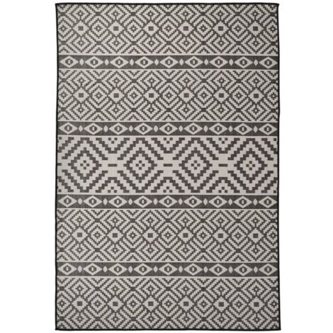 Tapis extérieur à tissage plat Terrasse Salon Cuisine - Tapis de jardin 160x230 cm Rayures noires BV769465 - BonneVie (1/5)