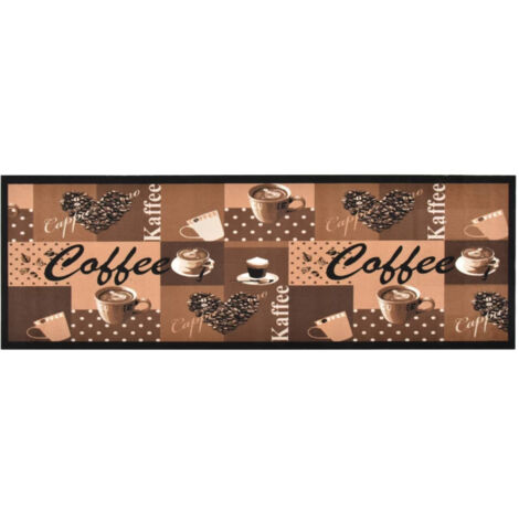 Tapis de cuisine lavable - Tapis de salon Style Moderne Marron café 45x150 cm BV473718 - BonneVie (1/5)
