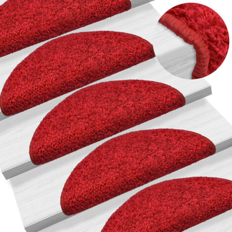 Lot de 10 Tapis d'escalier - Tapis de marche pour Enfants, Aînés et Animaux 65x25 cm Rouge BV851464 - BonneVie (1/5)