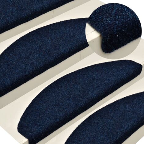 Lot de 5 Tapis autoadhésifs Tapis d'escalier Tapis de marche Marchette Escalier Bleu marine 56x17x3 cm Aiguilleté 13211 (1/5)