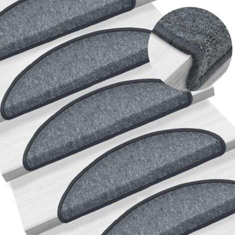 Lot de 15 Tapis d'escalier Tapis de marche  Marchette Escalier Gris foncé 56x17x3 cm 44124 (1/5)