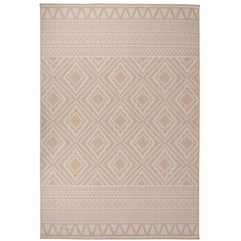 Tapis extérieur à tissage plat Terrasse Salon Cuisine - Tapis de jardin 160x230 cm Rayures brunes BV405185 - BonneVie (1/5)