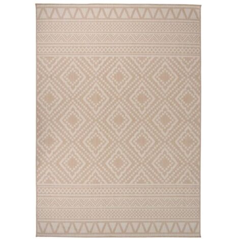 Tapis extérieur à tissage plat Terrasse Salon Cuisine - Tapis de jardin 120x170 cm Rayures brunes BV472786 - BonneVie (1/5)
