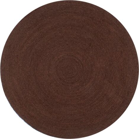 Tapis fait à la main Tapis de salon Tapis d'entrée Jute Rond 90 cm Marron 84164 (1/4)