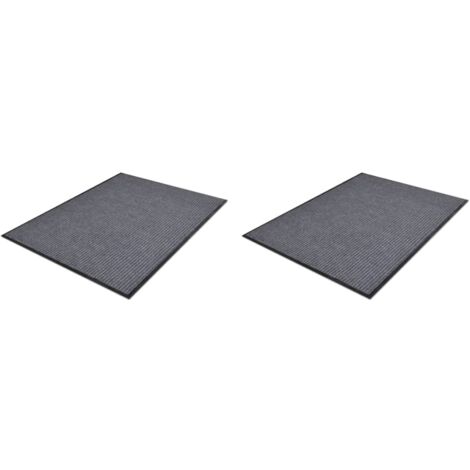 Lot de 2 Tapis d'entrée Paillassons Tapis de porte PVC Gris 90x60 cm 20442 (1/5)