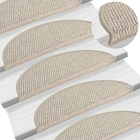 Lot de 15 Tapis d'escalier autocollants Tapis de marche Marchette Escalier 56x20 cm Taupe 51277