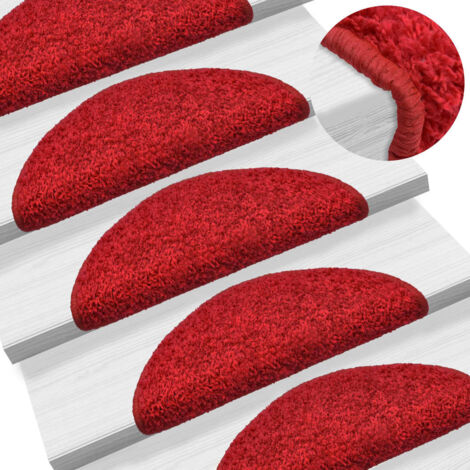 Lot de 10 Tapis d'escalier - Tapis de marche pour Enfants, Aînés et Animaux 56x20 cm Rouge BV996189 - BonneVie (1/5)