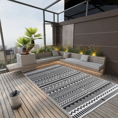 Tapis extérieur Tapis de jardin Tapis de salon Noir 190x290 cm PP 70492