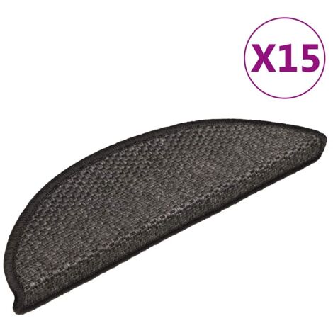 Lot de 15 Tapis d'escalier autocollants Tapis de marche Marchette Escalier 56x20 cm Anthracite 70834