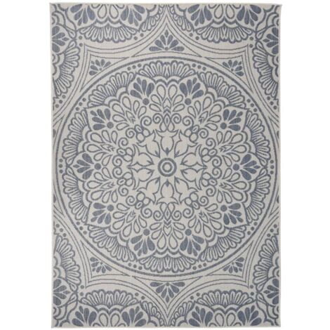 Tapis extérieur à tissage plat Terrasse Salon Cuisine - Tapis de jardin 140x200 cm Motif bleu BV110690 - BonneVie (1/5)