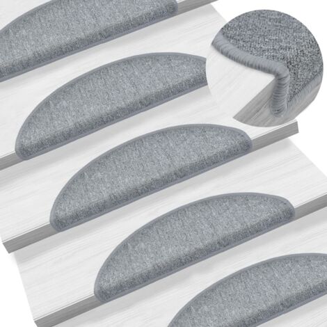 Lot de 15 Tapis d'escalier Tapis de marche Marchette Escalier Gris clair 56x17x3 cm 97234 (1/5)