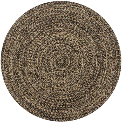 Tapis fait à la main Jute Noir et naturel 90 cm DEC023520 (1/5)