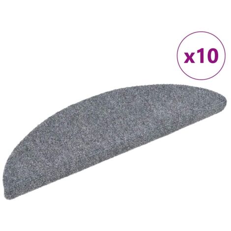 Lot de 10 Tapis d'escalier autoadhésifs Tapis de marche Marchette Escalier Gris clair 56x17x3 cm 39389 (1/5)