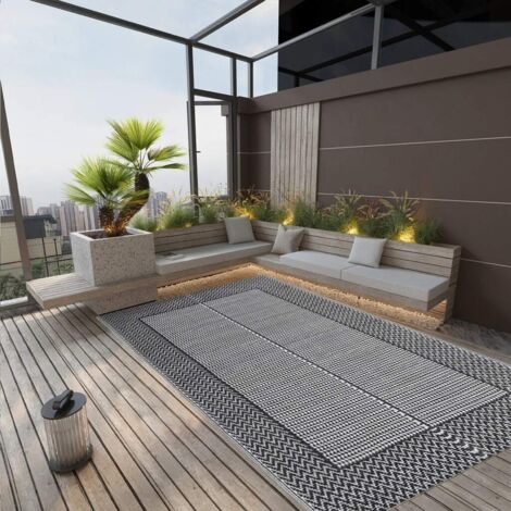 Tapis extérieur Tapis de jardin Tapis de salon Noir 140x200 cm PP 83439 (1/5)